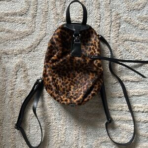 Rebecca Minkoff, leather and fur leopard mini backpack